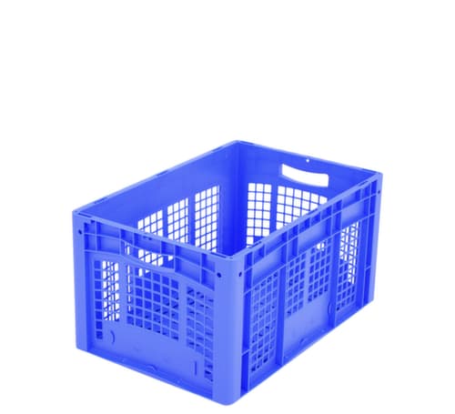 BITO Bac gerbable norme Europe avec double fond nervuré + parois + fond ajourés, bleu, capacité 62 l