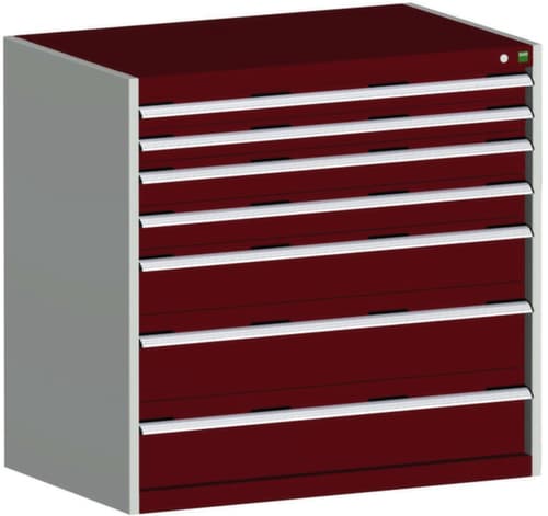 bott Armoire à tiroirs cubio surface de base 1050x650 mm, 7 tiroir(s), RAL7035 gris clair/RAL3004 rouge pourpre