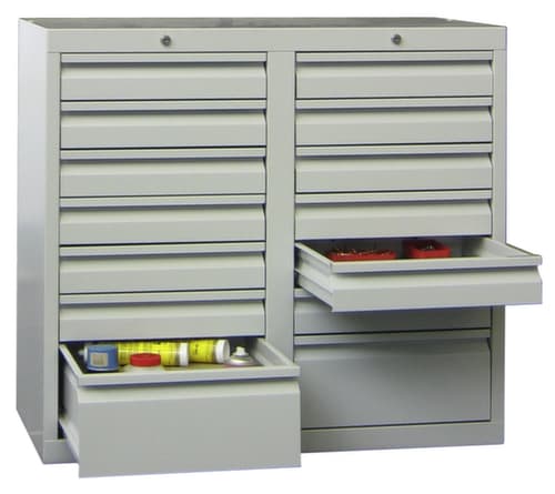 PAVOY Armoire à tiroirs Basis RAL7035, 14 tiroir(s), RAL7035 gris clair/RAL7035 gris clair