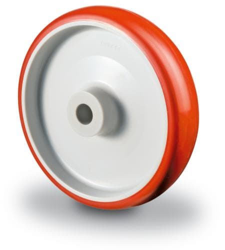 BS-ROLLEN Roue en polyuréthane avec boîtier en tôle d'acier et jantes en plastique, force 125 kg, polyuréthane bandage