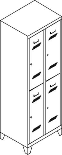 PAVOY Armoire vestiaire à deux niveaux Basis avec 2x2 compartiments, largeur de compartiment 300 mm