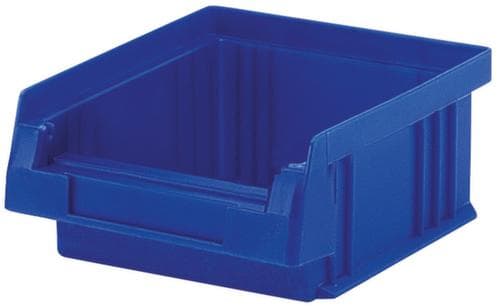 bac à bec empilable adapté aux convoyeurs à rouleaux, bleu, profondeur 89 mm, polypropylène