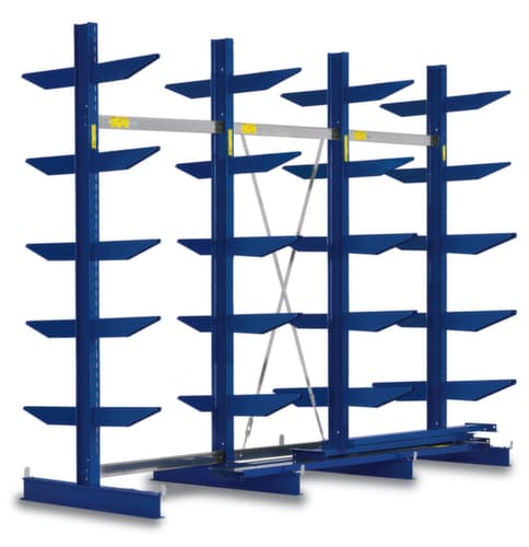Rayonnage cantilever, bilatéral - possibilité d’installation flexible librement dans la pièce, hauteur 2480 mm, 6 niveaux