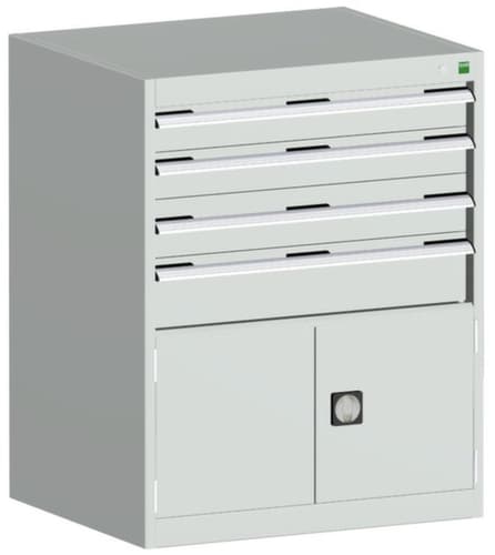 bott Armoire à tiroirs cubio surface de base 800x750 mm, 5 tiroir(s), RAL7035 gris clair/RAL7035 gris clair
