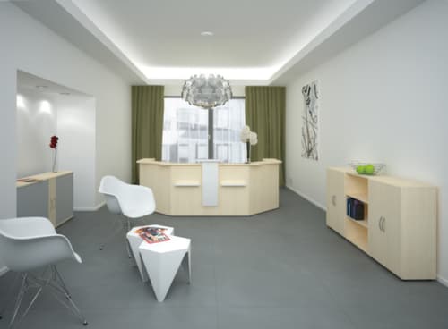 Rehausse design pour rehausse en saillie de banque d'accueil