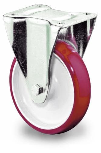 BS-ROLLEN Roue en polyuréthane avec boîtier en tôle d'acier et jantes en plastique, force 150 kg, polyuréthane bandage