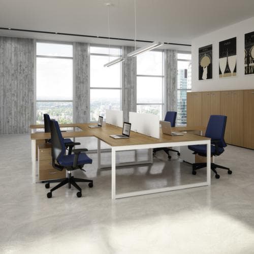 Quadrifoglio Bureau d'angle Practika avec piètement en C