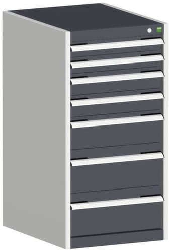 bott Armoire à tiroirs cubio surface de base 525x525 mm, 7 tiroir(s), RAL7035 gris clair/RAL7016 gris anthracite