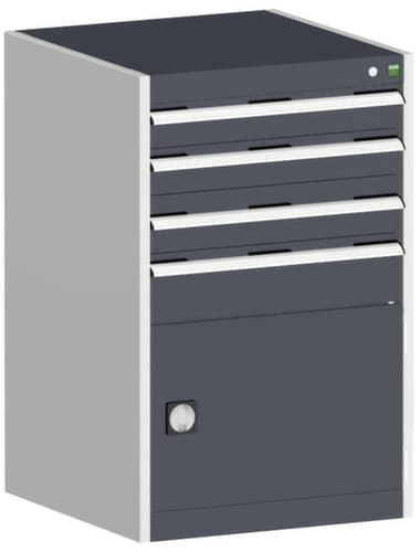 bott Armoire à tiroirs cubio surface de base 650x525 mm, 4 tiroir(s), RAL7035 gris clair/RAL7016 gris anthracite