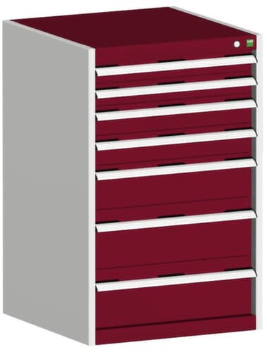 bott Armoire à tiroirs cubio surface de base 650x525 mm, 7 tiroir(s), RAL7035 gris clair/RAL3004 rouge pourpre