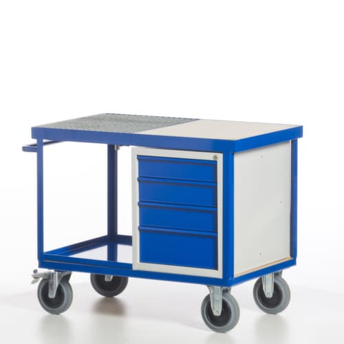 Rollcart Voiture atelier écologique avec cuve et grille étanches à l'huile, force 600 kg, plateau longueur x largeur 1150 x 700 mm