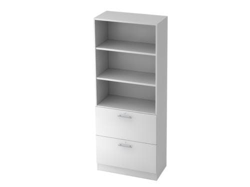 Combinaison d'étagères Sina et de tiroirs HR, 3 compartiments de rayonnage, largeur 800 mm, blanc/blanc