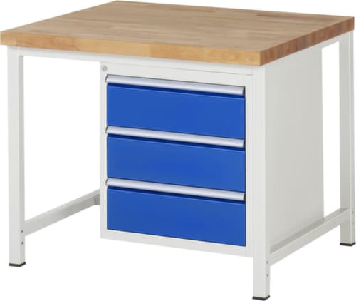 RAU Établi à hauteur réglable Serie 8000, 3 tiroirs, RAL7035 gris clair/RAL5010 bleu gentiane