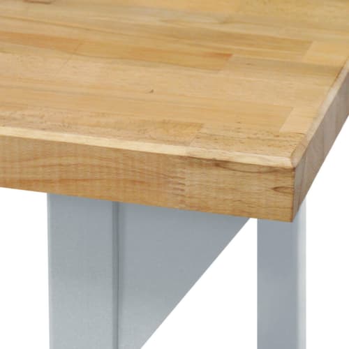 Établi avec plateau en hêtre massif, 4 tiroirs, 1 tablette, RAL7035 gris clair/RAL7016 gris anthracite
