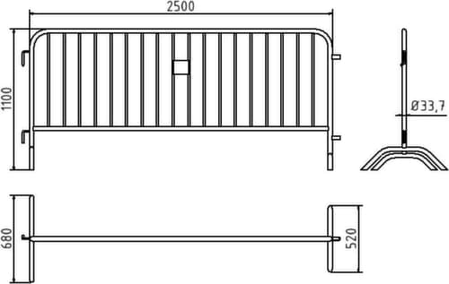Schake Barrière de sécurité Typ D, hauteur x longueur 1100 x 2500 mm