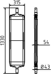 Schake Beacon, hauteur x largeur 1330 x 315 mm