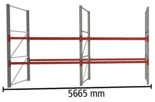META Rayonnage à palettes MULTIPAL pour 18 palettes, largeur 5665 mm, 3 niveaux de stockage