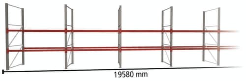 META Rayonnage à palettes MULTIPAL pour 63 palettes, largeur 19580 mm, 3 niveaux de stockage
