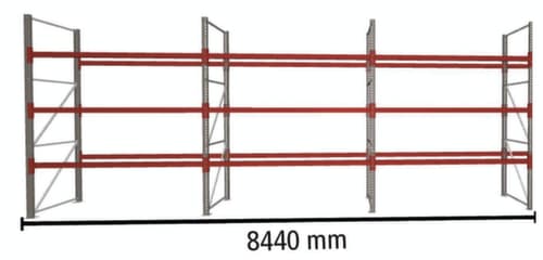 META Rayonnage à palettes MULTIPAL pour 36 palettes, largeur 8440 mm, 4 niveaux de stockage
