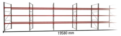 META Rayonnage à palettes MULTIPAL pour 84 palettes, largeur 19580 mm, 4 niveaux de stockage