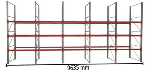 META Rayonnage à palettes MULTIPAL pour 40 palettes, largeur 9635 mm, 4 niveaux de stockage
