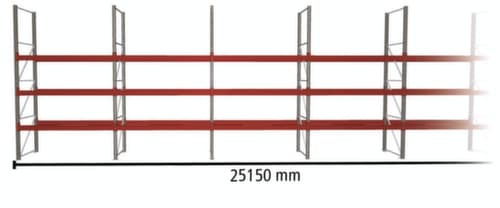 META Rayonnage à palettes MULTIPAL pour 72 palettes, largeur 25150 mm, 4 niveaux de stockage