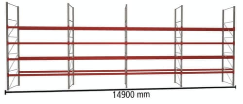 META Rayonnage à palettes MULTIPAL pour 80 palettes, largeur 14900 mm, 5 niveaux de stockage