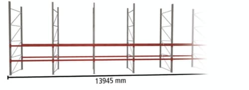 META Rayonnage à palettes MULTIPAL pour 36 palettes, largeur 13945 mm, 3 niveaux de stockage