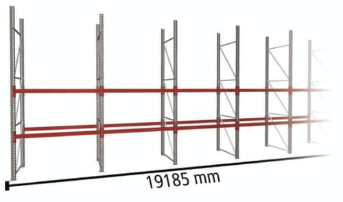 META Rayonnage à palettes MULTIPAL pour 90 palettes, largeur 19185 mm, 3 niveaux de stockage