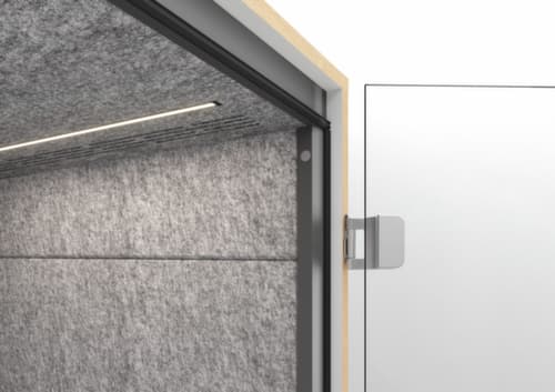 cabine téléphonique Silent Space, hauteur x largeur 2175 x 1035 mm, paroi gris chiné/blanc