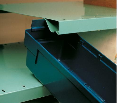 Bac compartimentable à bec, bleu, profondeur 600 mm
