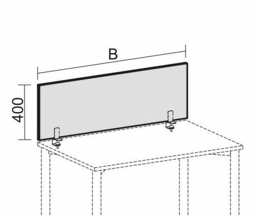 Gera Cloison de table Pro BasicLine, hauteur x largeur 400 x 1400 mm, paroi rouge