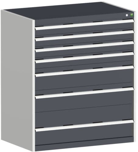 bott Armoire à tiroirs cubio surface de base 1050x750 mm, 7 tiroir(s), RAL7035 gris clair/RAL7016 gris anthracite